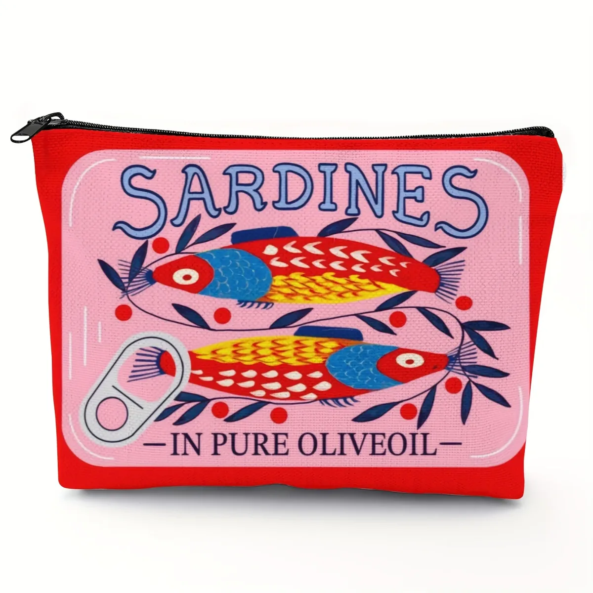 trousse de maquillage unisexe légère et durable – design vintage sardines olive oil