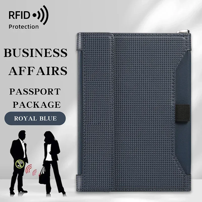 porte-passeport bloquant rfid, essentiels de voyage, multifonctionnel, grande capacité, couverture de passeport, cadeaux d'affaires, étui pour cartes