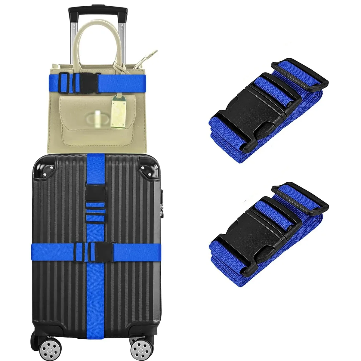 sangles de sécurité réglables pour bagages, ceinture de bagage avec fermeture à boucle, ceinture de bagage pour fermeture de sac de voyage de valise, sécurité des bagages