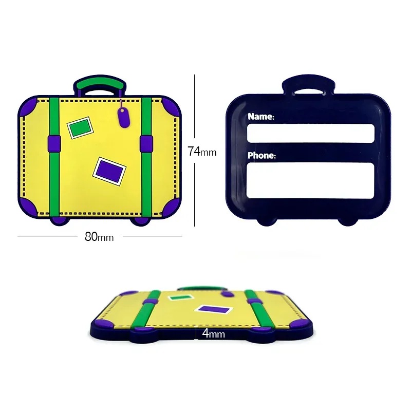 nouvelles étiquettes de bagages créatives en pvc, étiquette de valise, étiquettes de bagages mignonnes de dessin animé vérifiées dans les étiquettes anti-perte, accessoires de voyage de vacances