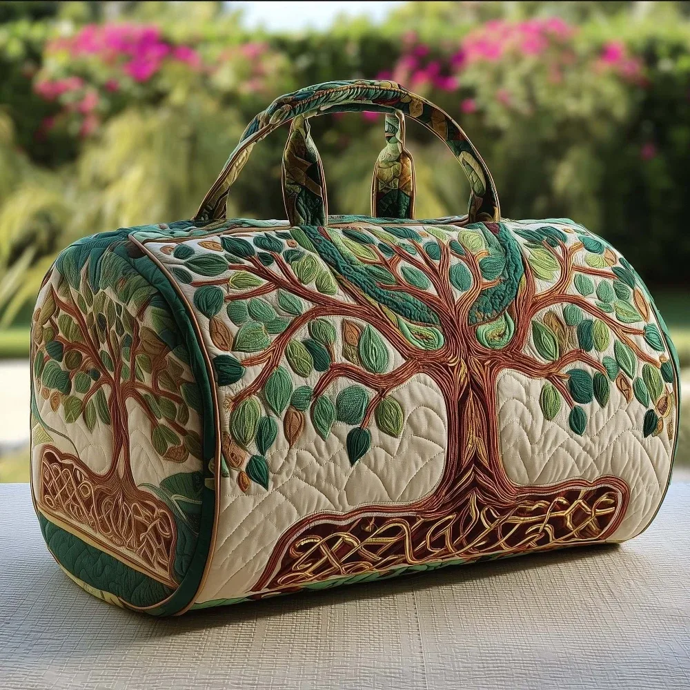 Sac de voyage matelassé coloré avec motif d'arbre, sacs de voyage pour hommes et femmes, sac de week-end avec feuilles colorées, camping, randonnée, pique-nique, festival