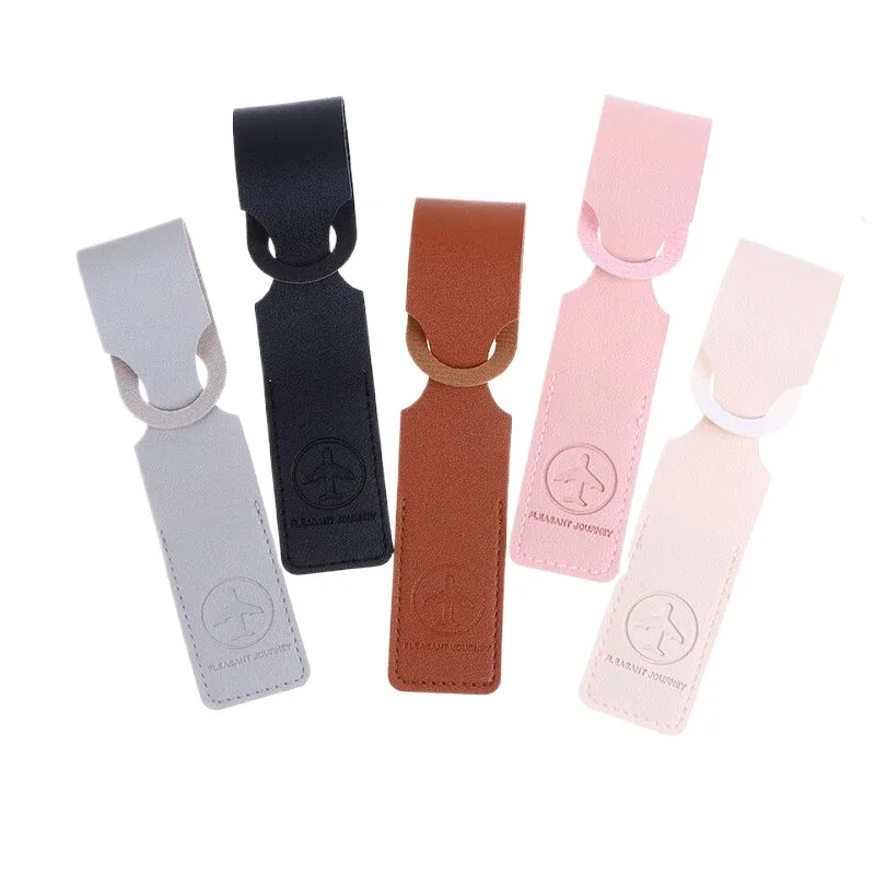 1 pièce accessoire de voyage en cuir pu, étiquette de bagage créative, identificateur de valise, porte-adresse, étiquette d'embarquement portable