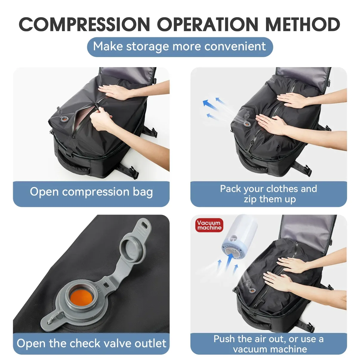 sac à dos de voyage extensible sous vide grande capacité pour ordinateur portable, idéal pour hommes, femmes et professionnels