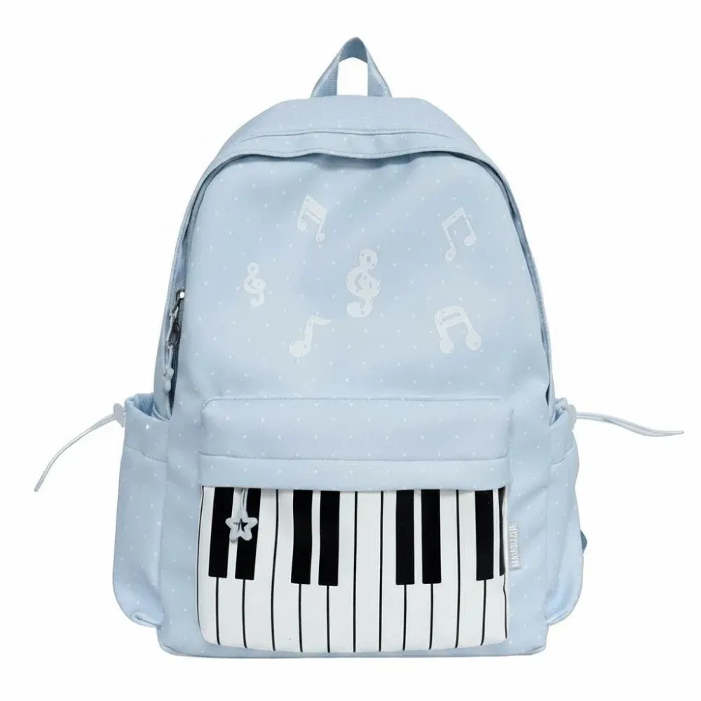 sac à dos pour piano en nylon, multi-poches, design léger, sac à dos pour clavier, couleur contrastée, style japonais, sac d'école mignon, voyages de week-end