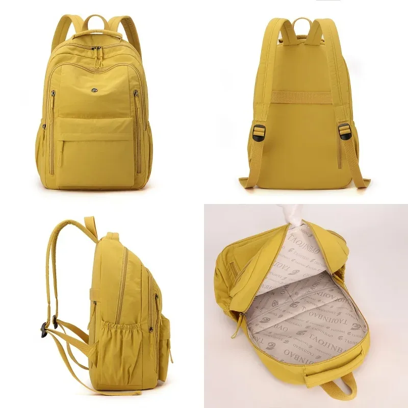 sac à dos décontracté en nylon grande capacité pour femme, multi-couches, tendance, pour voyage, école, camping et randonnée en extérieur