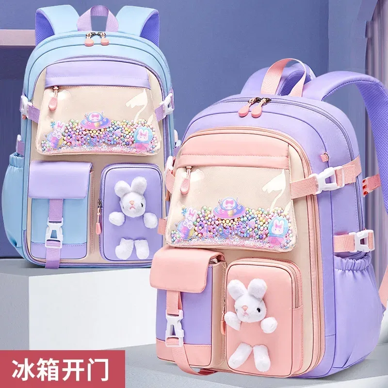 cartable d'école primaire pour filles, sac à dos d'étudiant mignon, grande capacité, étanche, ouverture latérale, sacs d'école pour enfants, sac de livre