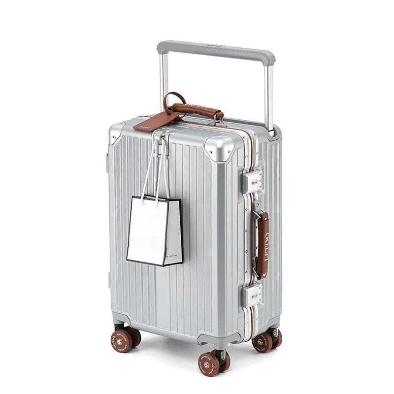 valise à poignée large avec porte-gobelet, valise de voyage, cabine, peintures tsa, serrure, sacs de voyage, boîte en cuir, 20 ", 24/26", nouveau