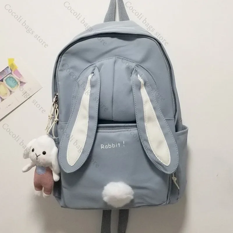 sac à dos oreilles de lapin kawaii pour filles, sac à dos d'école mignon pour filles, sac à dos à usage quotidien en nylon pour la rentrée scolaire