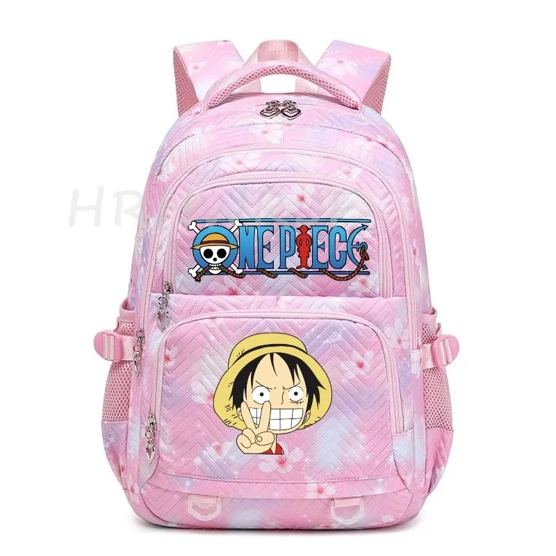 sacs à dos anime one piece légers avec fermoir, imprimé violet monkey d luffy, pour garçons et filles, grande capacité, pour adolescents, ordinateur portable, école, voyage, mochila