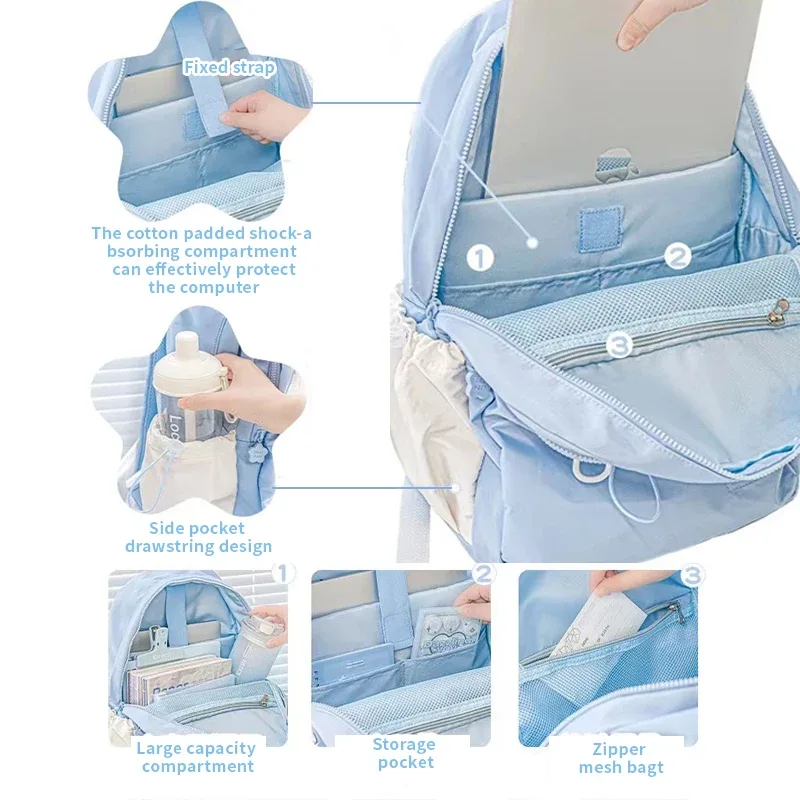 sac à dos de style crème pour étudiants, au design simple et mignon, grande capacité, léger et confortable