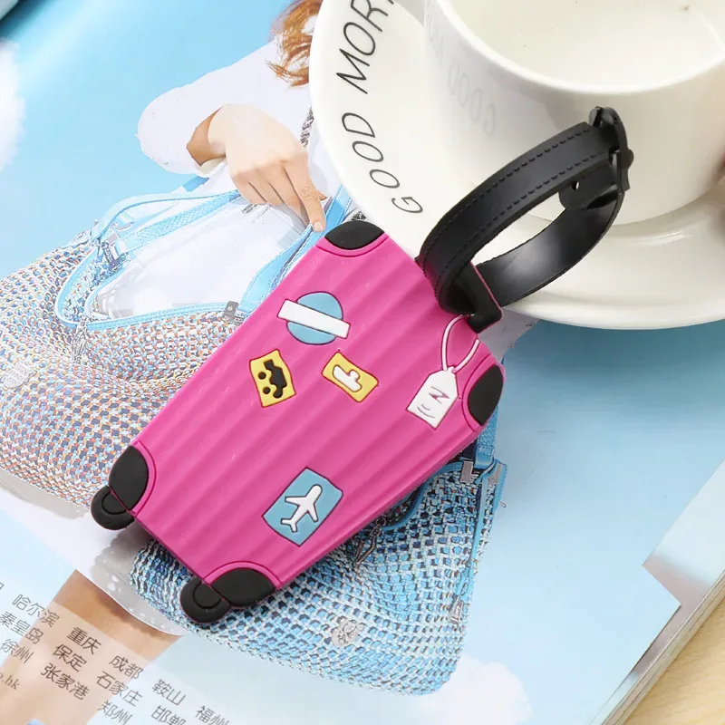 étiquettes de bagage en silicone tendance, accessoires de voyage pour sacs, étiquette de bagage portable style dessin animé pour filles et garçons, protège-cartes