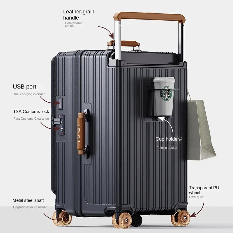 nouvelle valise de voyage grande capacité 28/30 pouces, ouverture frontale, poignée large, compartiment profond, valise de voyage 20 pouces