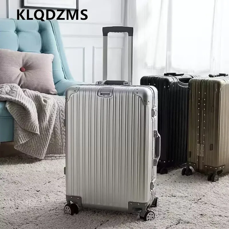 klqdzms bagage de voyage de haute qualité en alliage d'aluminium et de magnésium, grande capacité, valise de voyage de 20 pouces, sac de voyage d'affaires