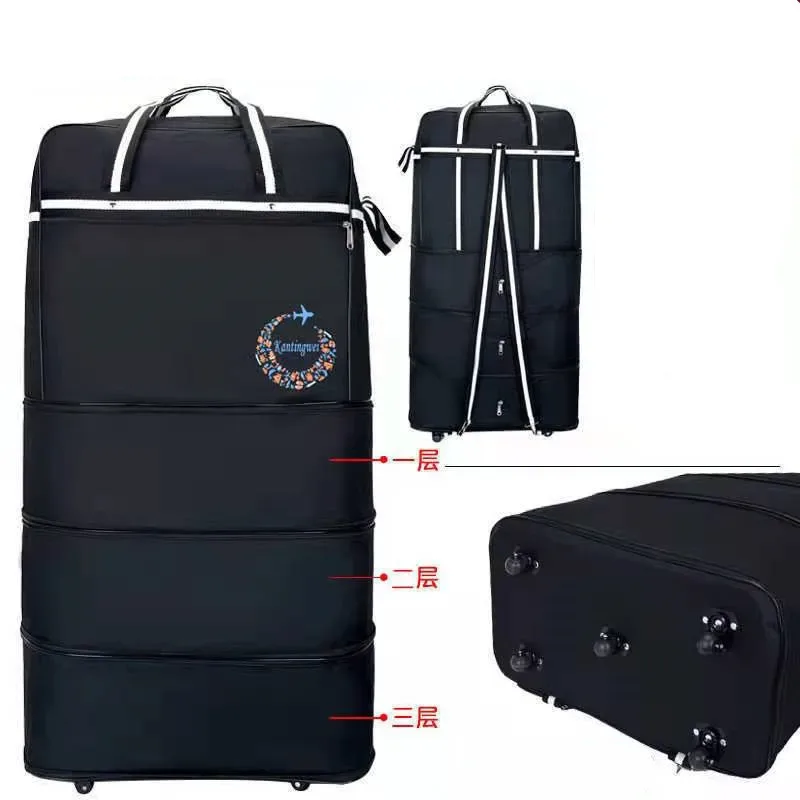 sac à bagages de voyage à air vérifié, roue universelle pliable, rangement mobile, oxford, cubes d'emballage étanches