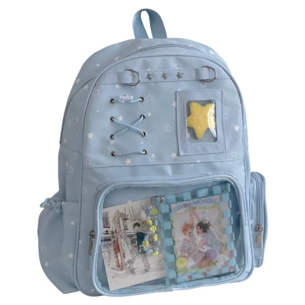sac à dos transparent à imprimé étoiles tendance, sac ita transparent lolita, sac à bandoulière imprimé y2k pour les trajets quotidiens