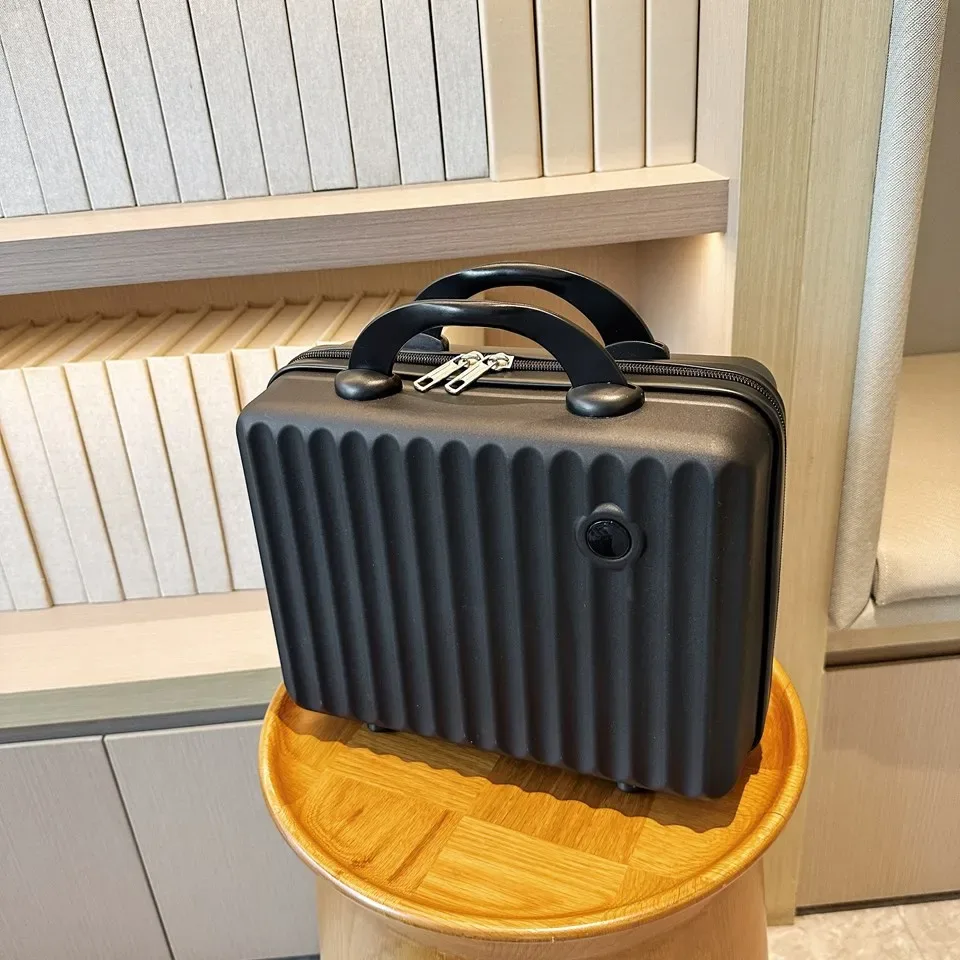 valise abs de 14 pouces, sacs à cosmétiques, étui de voyage d'affaires léger, étui d'hébergement pour étudiants, sac de rangement de maquillage, cadeau souvenir.