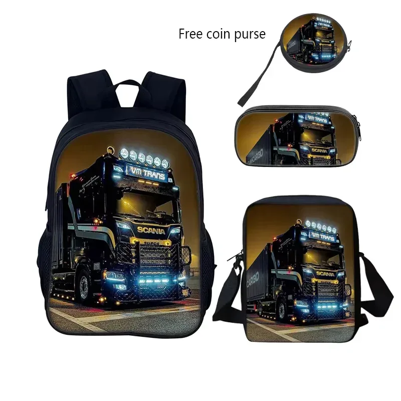 scania-sac à dos durable pour l'école, étui à crayons, livre d'ordinateur, cadeau d'anniversaire pour enfant, ensemble de 3 pièces, 40cm/15.7 pouces