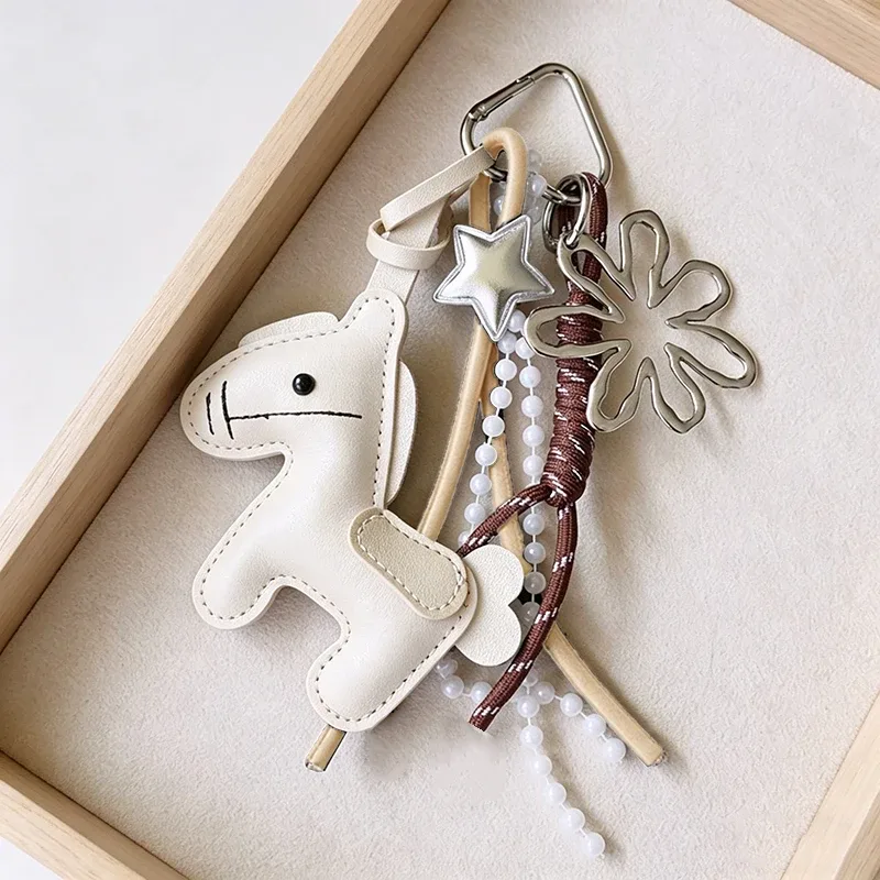 porte-clés en cuir pu avec pendentif nœud en peluche et corde tressée, accessoire de suspension pour téléphone portable et sac, décoration diy pour sac à dos