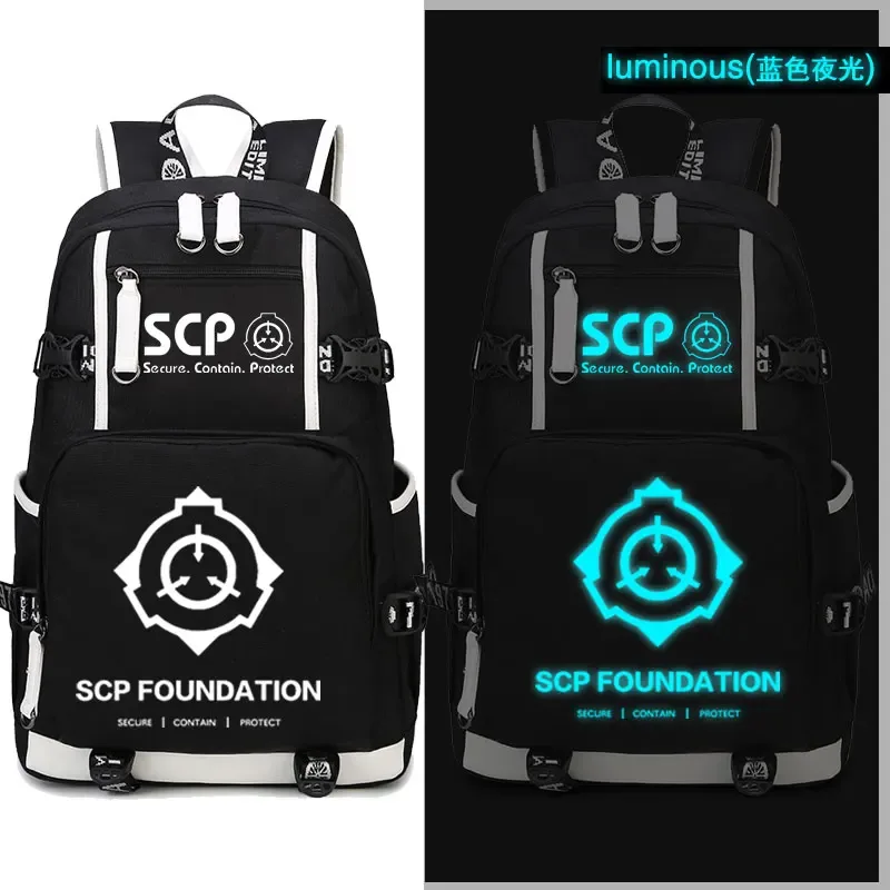 sac à dos scp secure contain protect, cartable noir, sacs d'école de dessin animé, sac à dos de voyage lumineux, sacs initiés par ordinateur portable usb