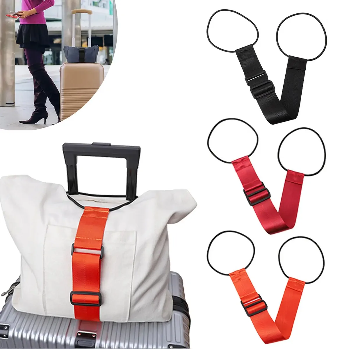sangle de bagage élastique réglable, sangle polyvalente et réutilisable, accessoires de valise simples de voyage, corde de fixation pour sac à main