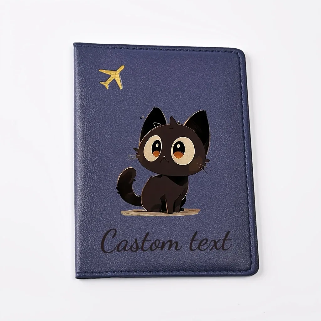 porte-passeport personnalisé pour chaton, compatible avec les passeports - étui pour documents de voyage avec nom/texte, motif chaton mignon, couverture de passeport
