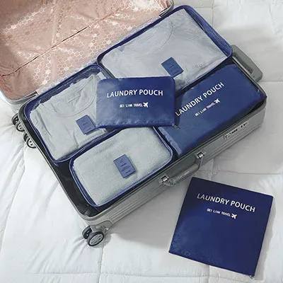 sacs de rangement de voyage, valise, emballage, étuis de rangement, bagages, vêtements, chaussures, sac en poudre bien rangé, grand ensemble de 6 pièces
