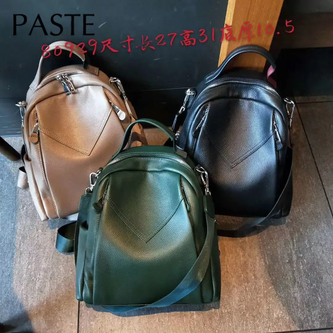 sac à dos de luxe en cuir de vachette 100% véritable pour femme, grand sac à dos, vert, noir, gris, loisirs, voyage, initié, 03/bagpack