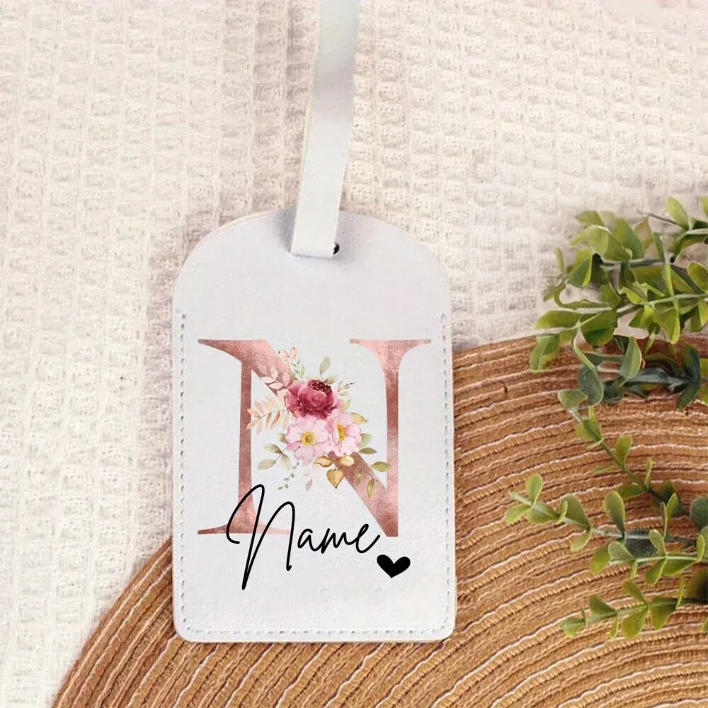 étiquette de bagage personnalisée avec nom |   accessoires de voyage portables personnalisés en pu, avec monogramme imprimé tendance, idéaux pour les fêtes