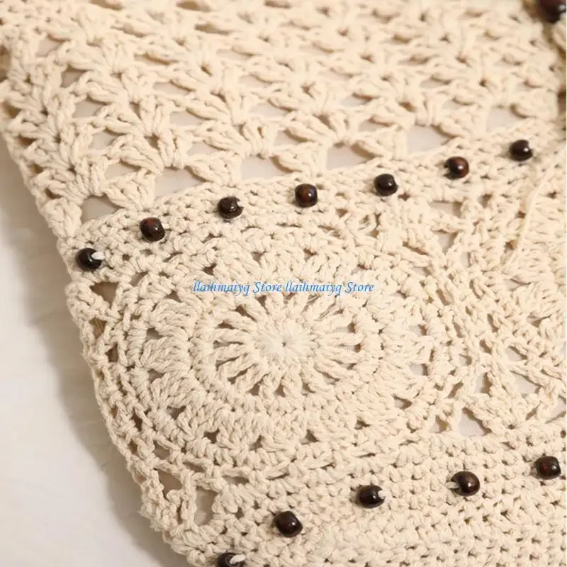 573B plage tissé élégant pour sacs à bandoulière avec des motifs crochet à main intérieur spacieux