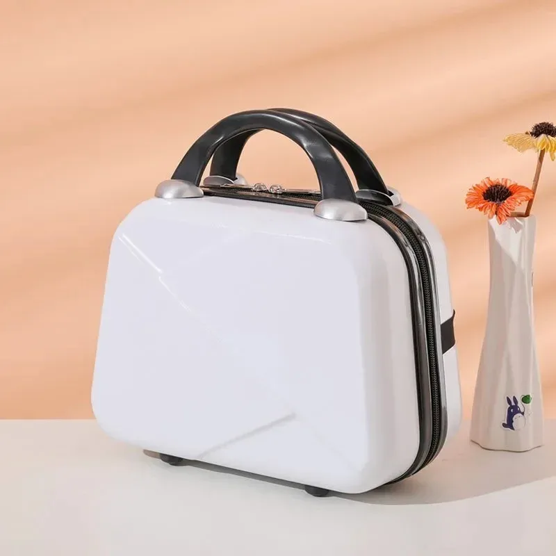 sac de maquillage de voyage pour femmes de 14 pouces, mini valise compacte en plastique abs, design uni, idéal pour un usage personnel