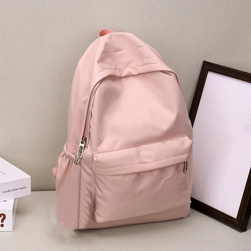 femmes cartable étanche grande capacité école sac à dos lisse fermeture éclair couleur unie adolescents fille sac à dos décontracté sac étudiant approvisionnement