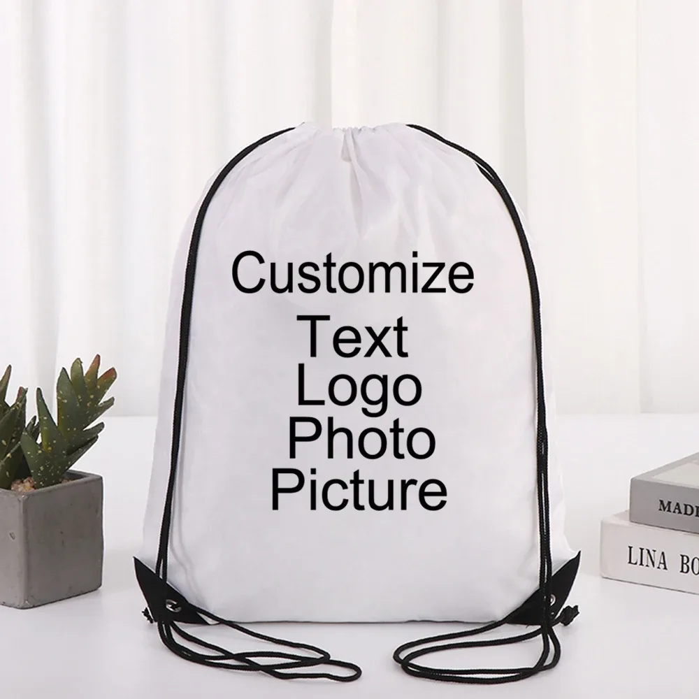 sac à dos de cyclisme avec logo/texte/nom personnalisé, sac à chaussures à cordon de serrage pour vêtements, ceinture étanche, sac de sport portable en nylon