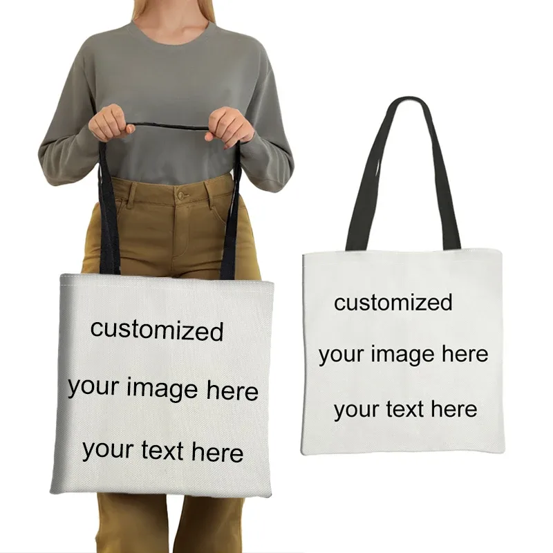 personnaliser photo texte logo nom impression sac fourre-tout femmes mode sac à main grande capacité sacs à ba