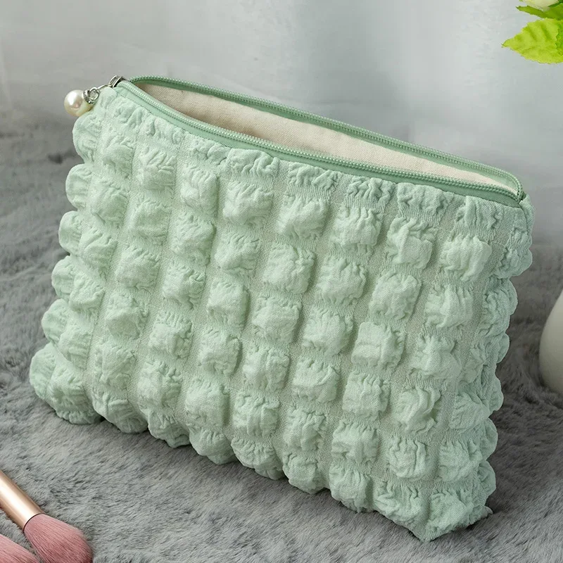 poudres de maquillage souples portables pour dames et filles, fermeture éclair, populaire, boho, réutilisable, capacité de gril à bulles, sac cosmétique, évaluation de voyage