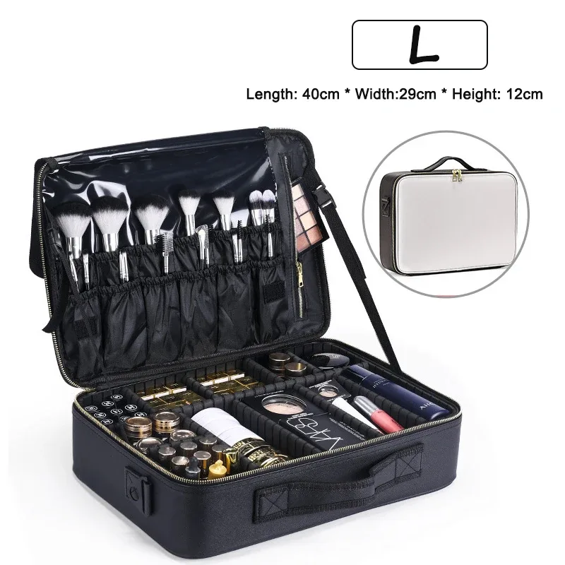 trousse à cosmétiques professionnelle pour femme, sacs à cosmétiques en cuir, oxford imperméable, grande capacité, étui de maquillage de voyage pour maquilleuse