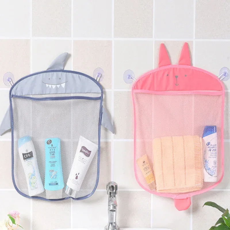 organisateur de jouets de bain en filet avec ventouses, motif animaux mignons, séchage rapide, anti-moisissure, pochettes de rangement pour bébés et tout-petits, pour baignoires et salles de bain