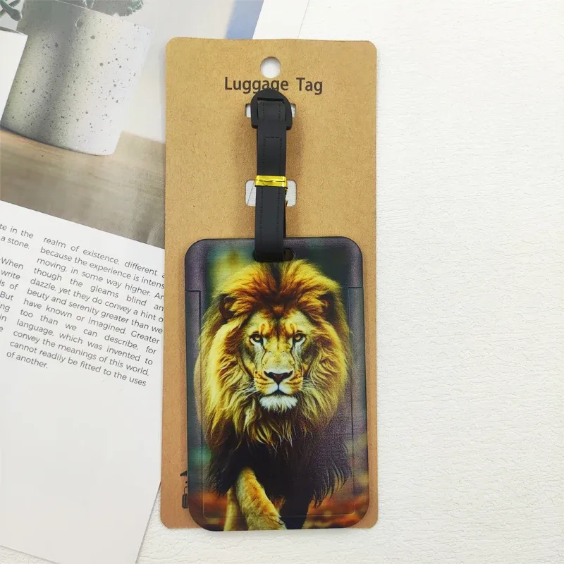 lion tigre étiquette de bagage voyage abs étiquette de bagage impression animale valise id porte-adresse bagages embarquement billet portable