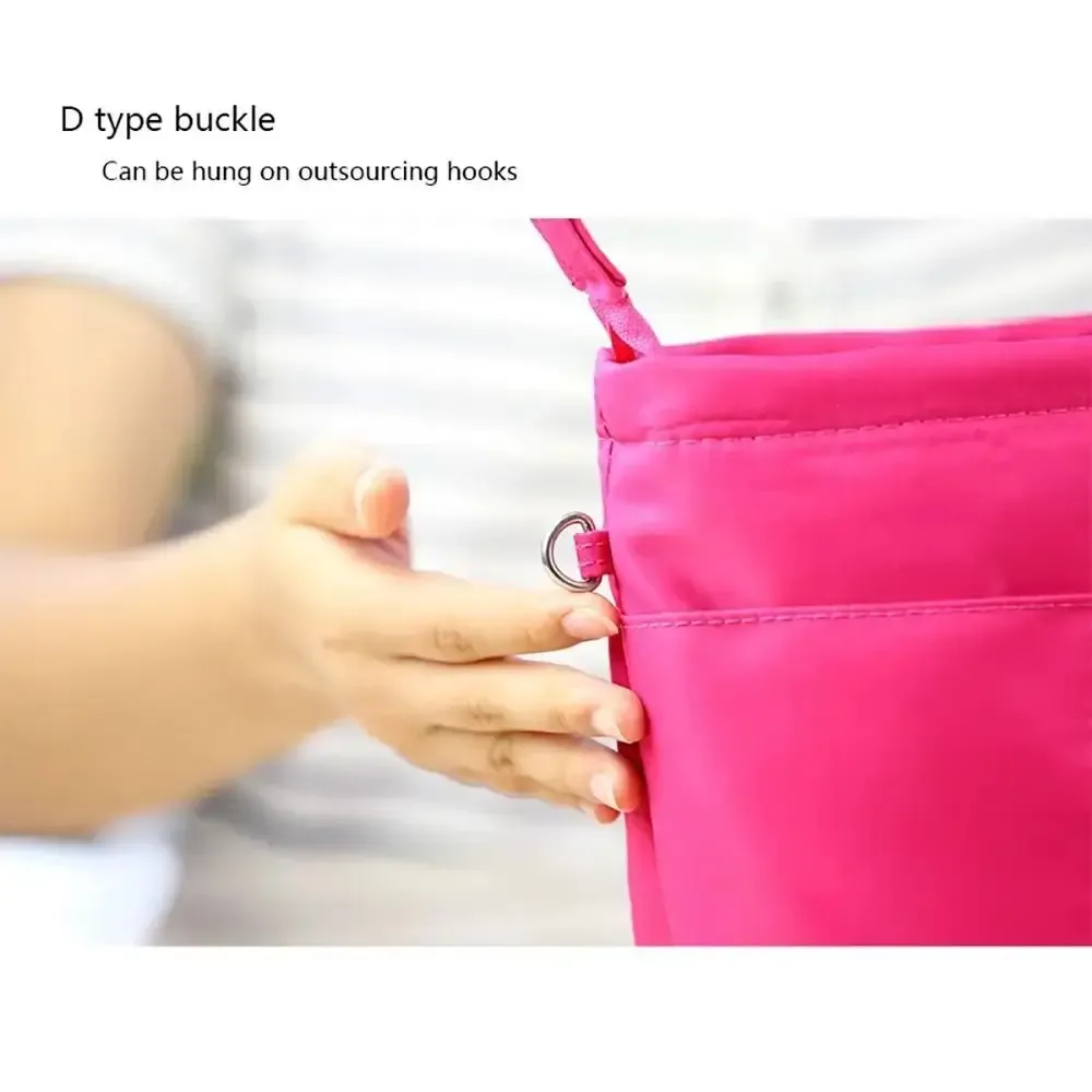 sac à main multi-poches pour femmes, organisateur de cosmétiques vintage, sac à insérer avec fermeture éclair, sacs de rangement multifonctionnels de couleur unie