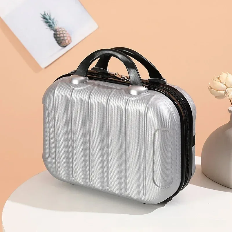 sac de maquillage de voyage pour femmes de 14 pouces, mini valise compacte en plastique abs, design uni, idéal pour un usage personnel