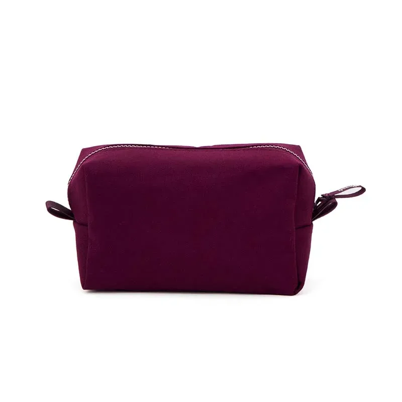 trousse de maquillage en coton avec fermeture éclair et pochette cosmétique de conception de mode de logo de marque pour les femmes 