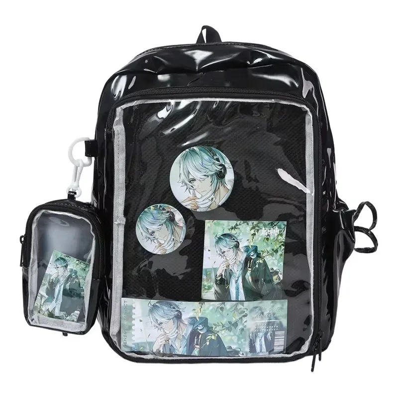 nouveau y2k mignon ita sac à dos étudiants grande capacité sac à dos décontracté fille transparent bricolage affichage sac à dos à la mode voyage cartables