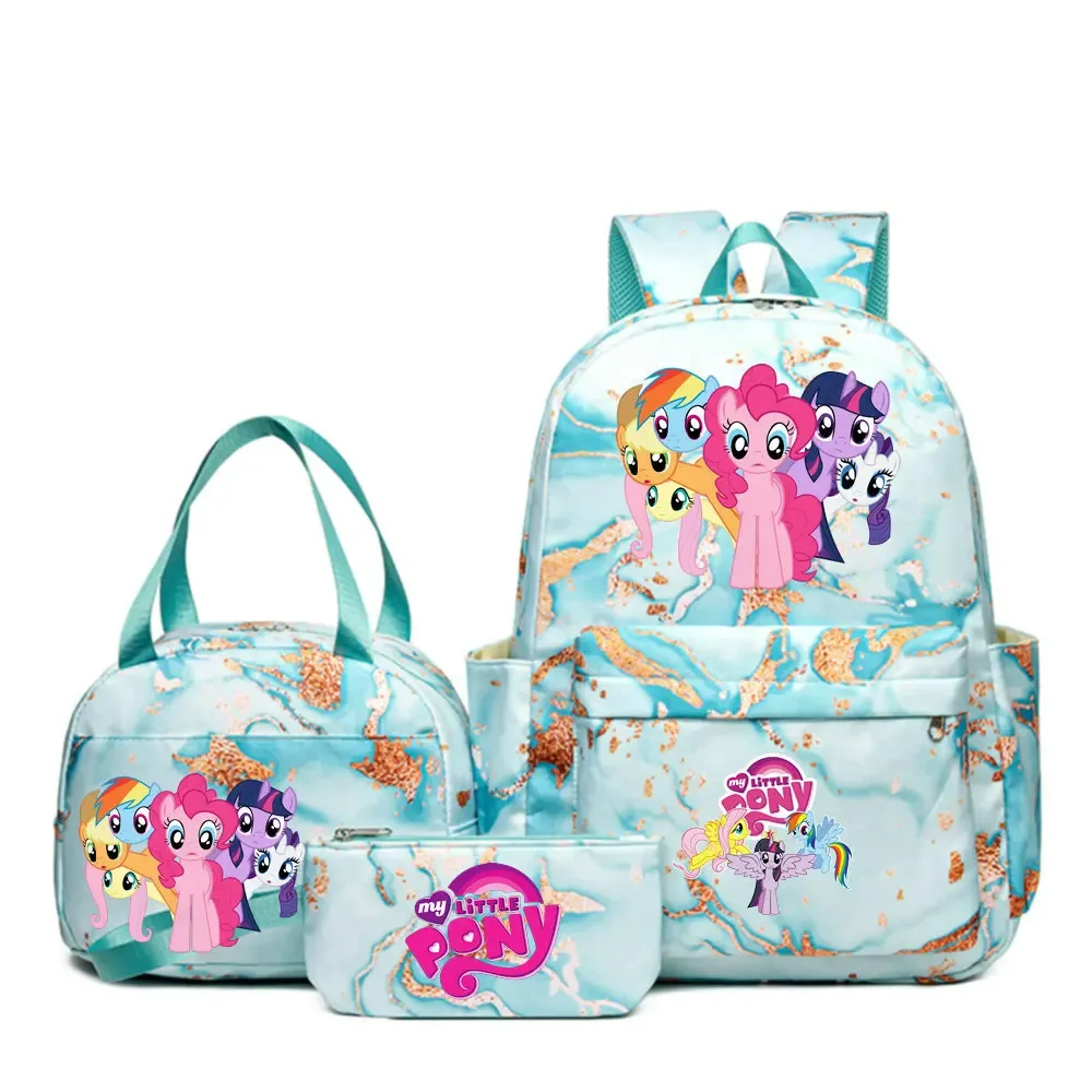 sac à dos my little pony, ensemble de 3 pièces, sac d'école pour étudiants, trousse à crayons, sac à dos de voyage pour adolescents, sac à dos décontracté pour ordinateur portable, mochilas