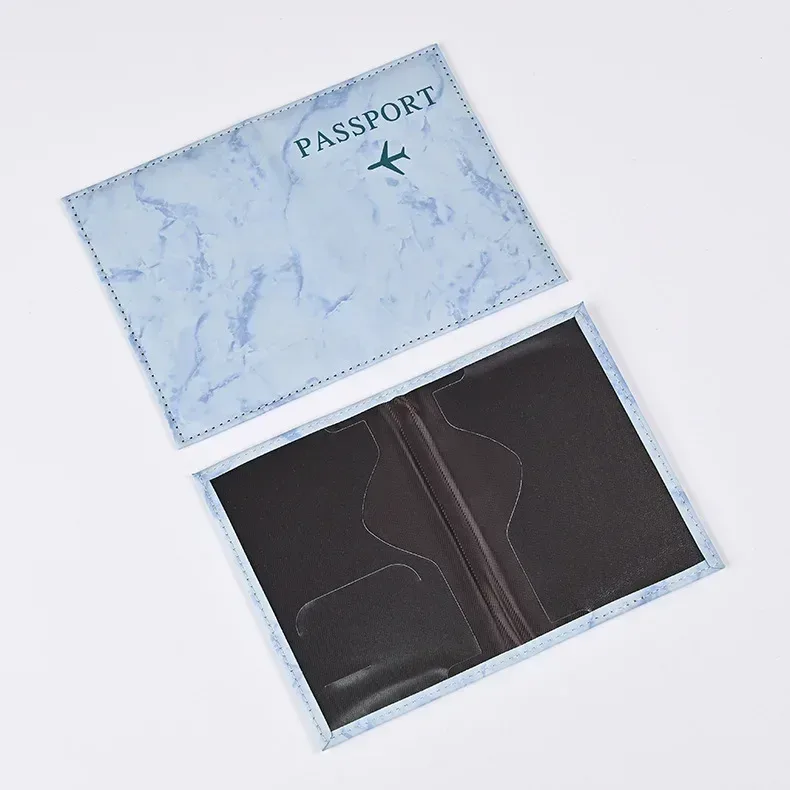 couverture de passeport en cuir pu, style marbre, sacs à clip, portefeuille de voyage, porte-passeport, livre, porte-documents, voyage à l'étranger, hommes et femmes