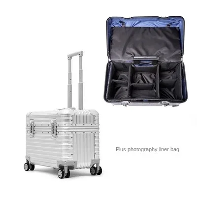 valise pour appareil photo tout en alliage d'aluminium et de magnésium, bagage à roulettes, valises de voyage d'affaires en métal de 18/20/22/24 pouces