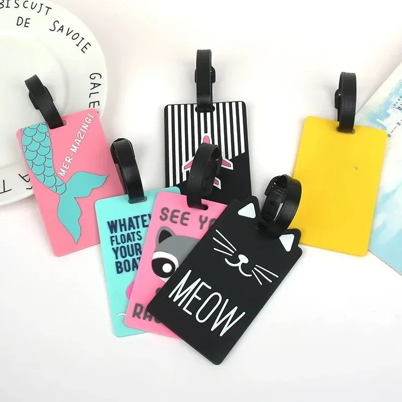 étiquettes de bagage étiquette de valises de voyage étiquette de bagage mignonne en silicone étiquettes de nom