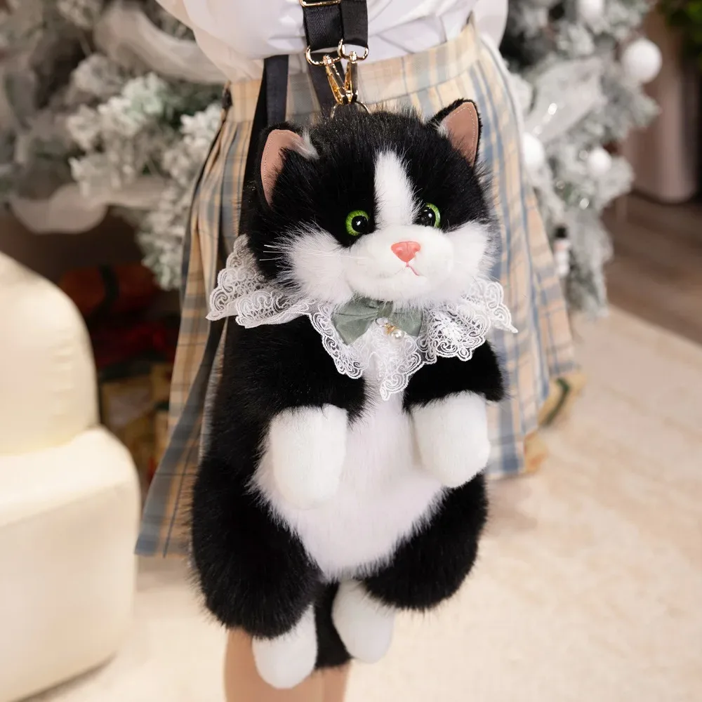 sac à dos super réaliste pour chat, simulation de marionnette, animaux en peluche mignons, sacs d'école pour chat, sac de rangement de voyage pour animaux de dessin animé