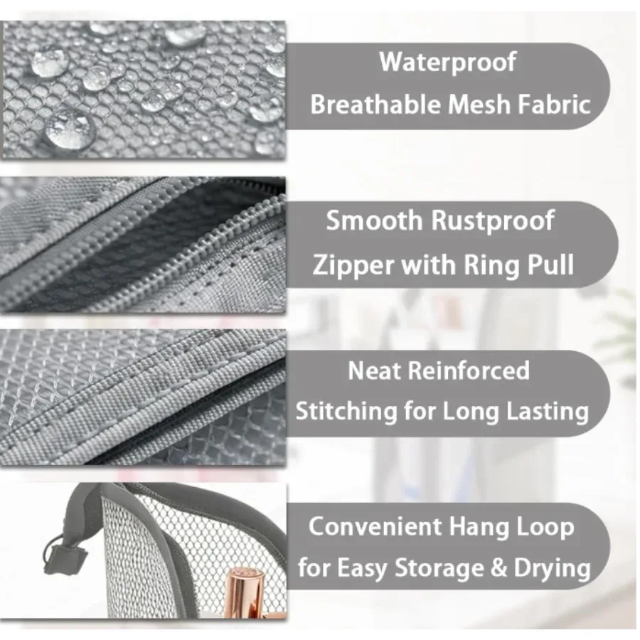 1/2 pièces trousse de toilette de voyage portable en maille, sac à cosmétiques autoportant en eva imperméable, organisateur de rangement pliable pour salle de bain, gym, hôtel