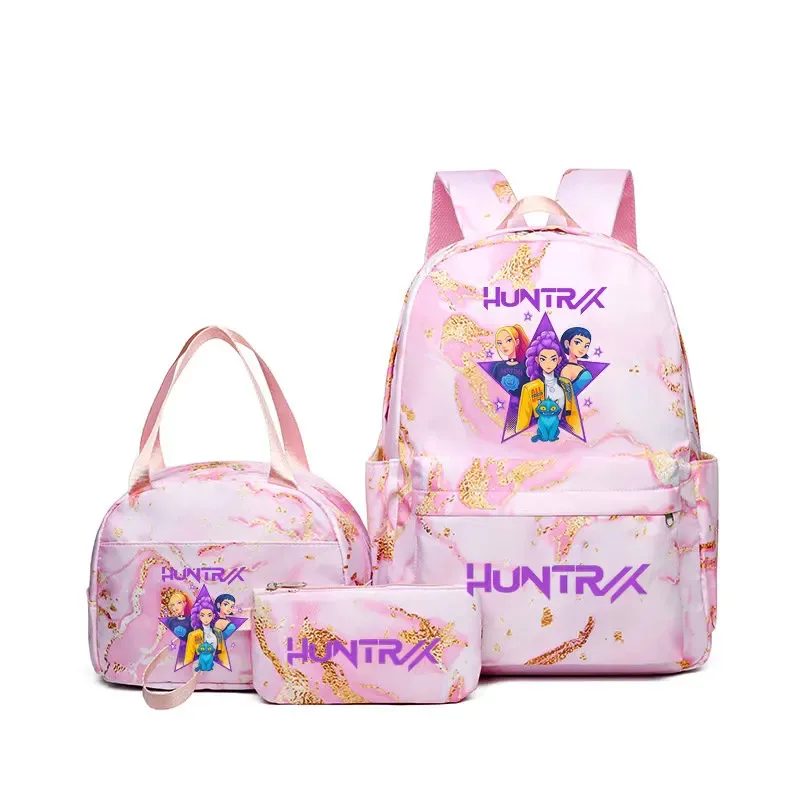 sacs à dos kpop demon hunters avec sacs à déjeuner, sacs d'école légers pour étudiants et adolescents, sac de voyage décontracté pour femmes, 3 pièces/ensembles