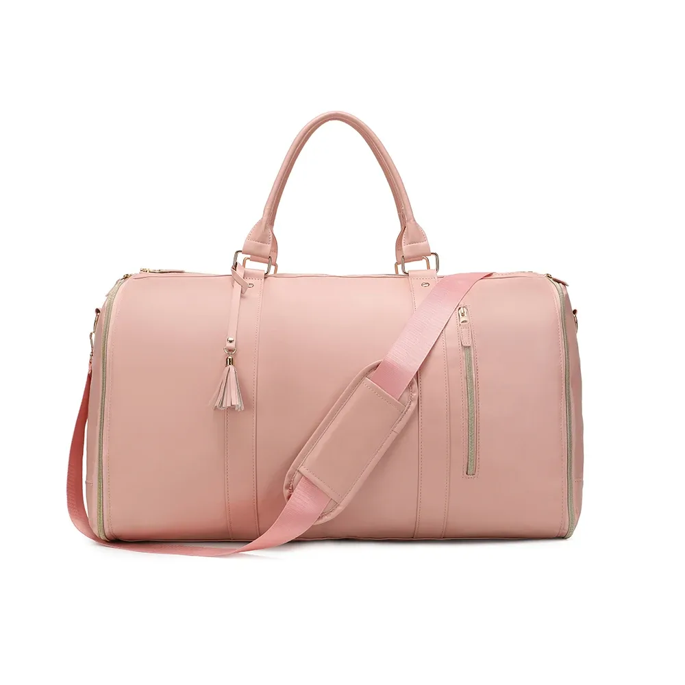 sac de voyage pliable pour femmes, sac à vêtements pratique, grand sac polochon en cuir pu, sac de voyage d'affaires pour femmes