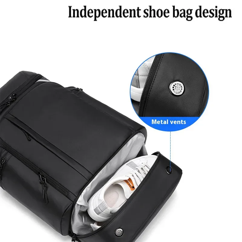 sac à dos de voyage de grande capacité pour hommes, sac à dos de randonnée imperméable de 50l avec sac à chaussures séparé, sac à dos pour ordinateur portable de travail